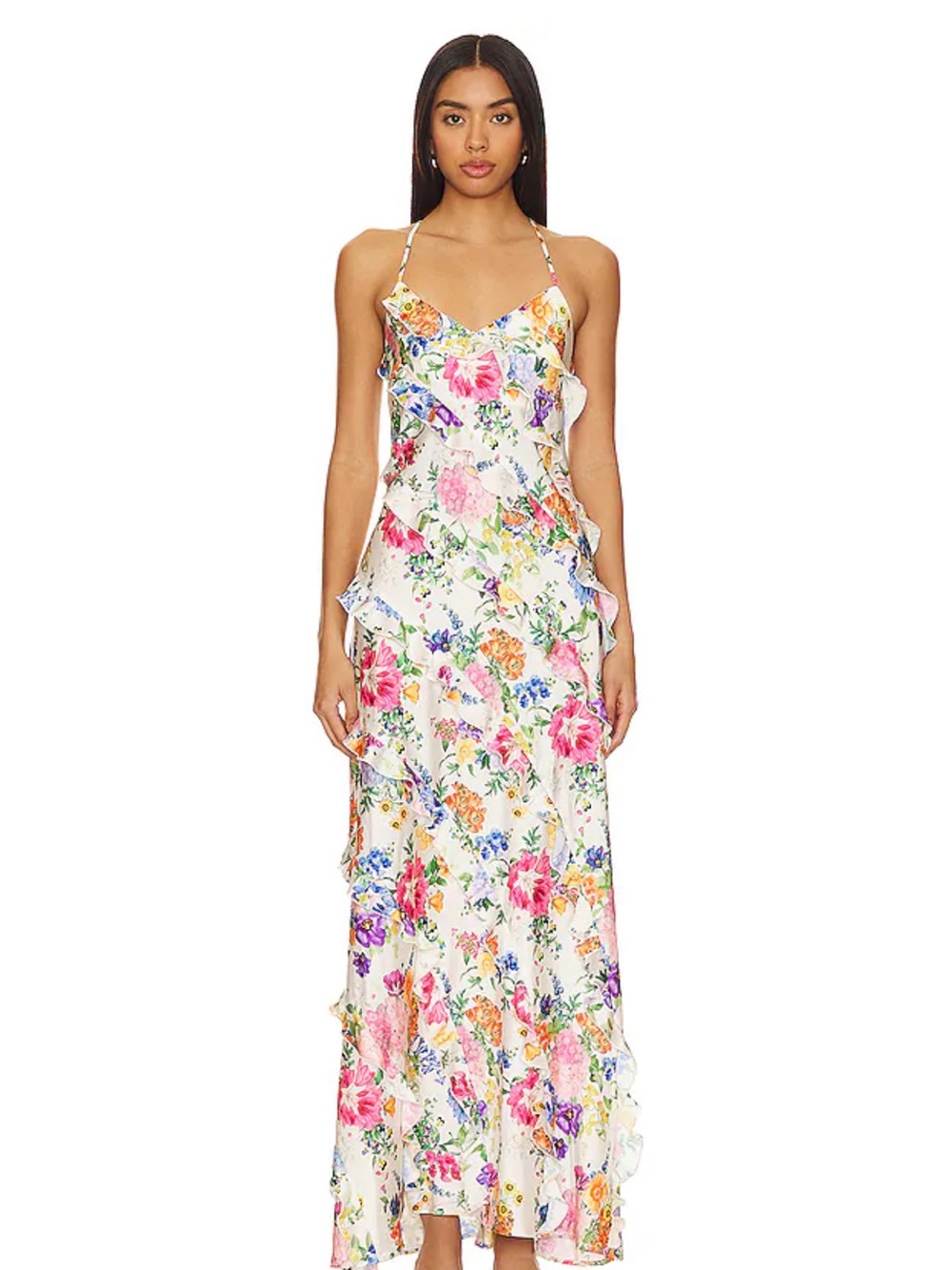 Show Me Your Mumu - Romance Ruffle Dress in Ivory Botanical Floral
